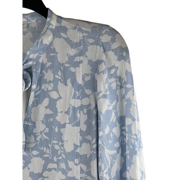 Free Assembly Dress Womens The Tie Neck Swing Dress Light Blue White Size XS - Picture 3 of 13